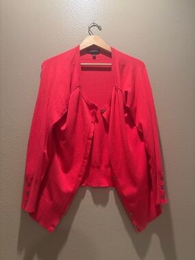 Lane Bryant Red Coral Open Cardigan Sweater Plus 18/20 Rayon Knit Lightweight